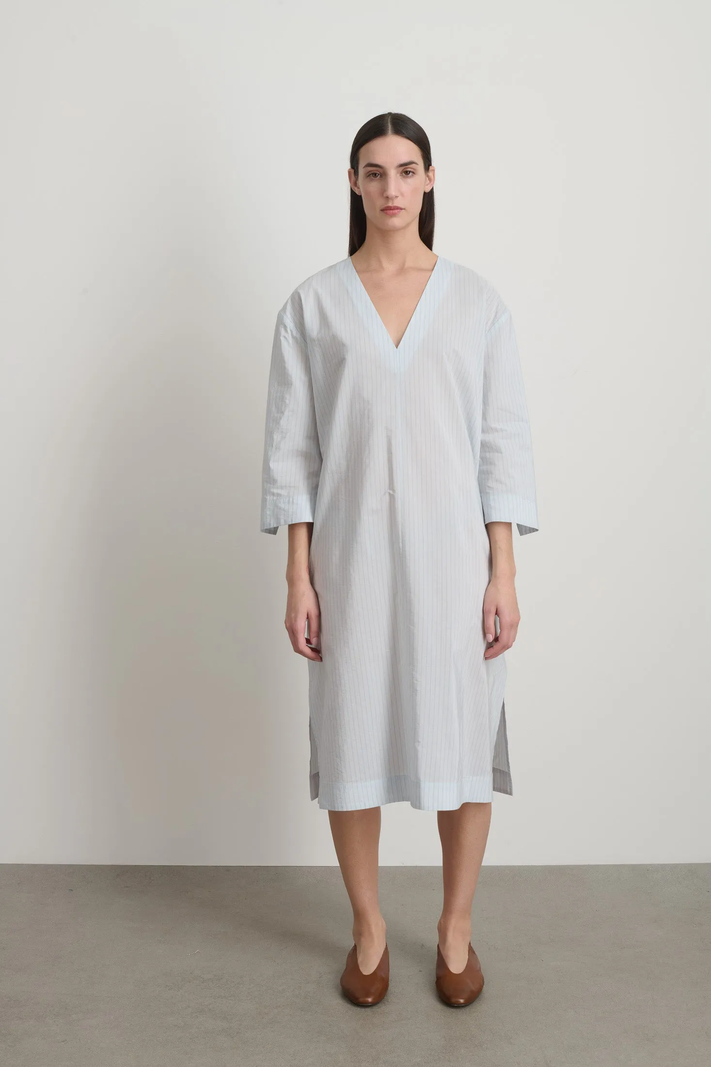 Vee Shift Dress Light Blue Stripe sold by B Sides Jeans