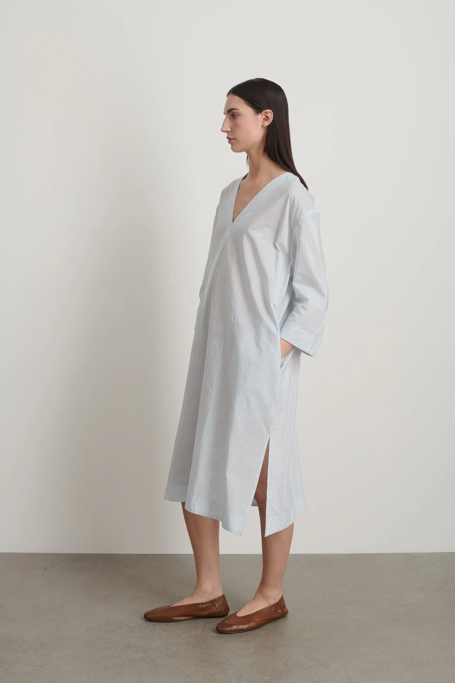 Vee Shift Dress Light Blue Stripe sold by B Sides Jeans product image thumbnail 2