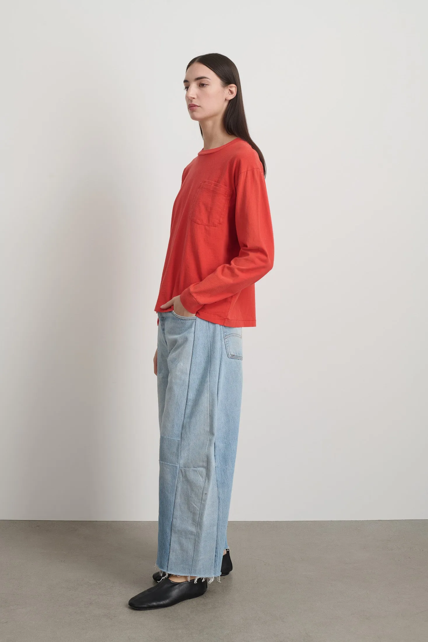 Long Sleeve Double Pocket Geranium Overdye sold by B Sides Jeans product image thumbnail 4