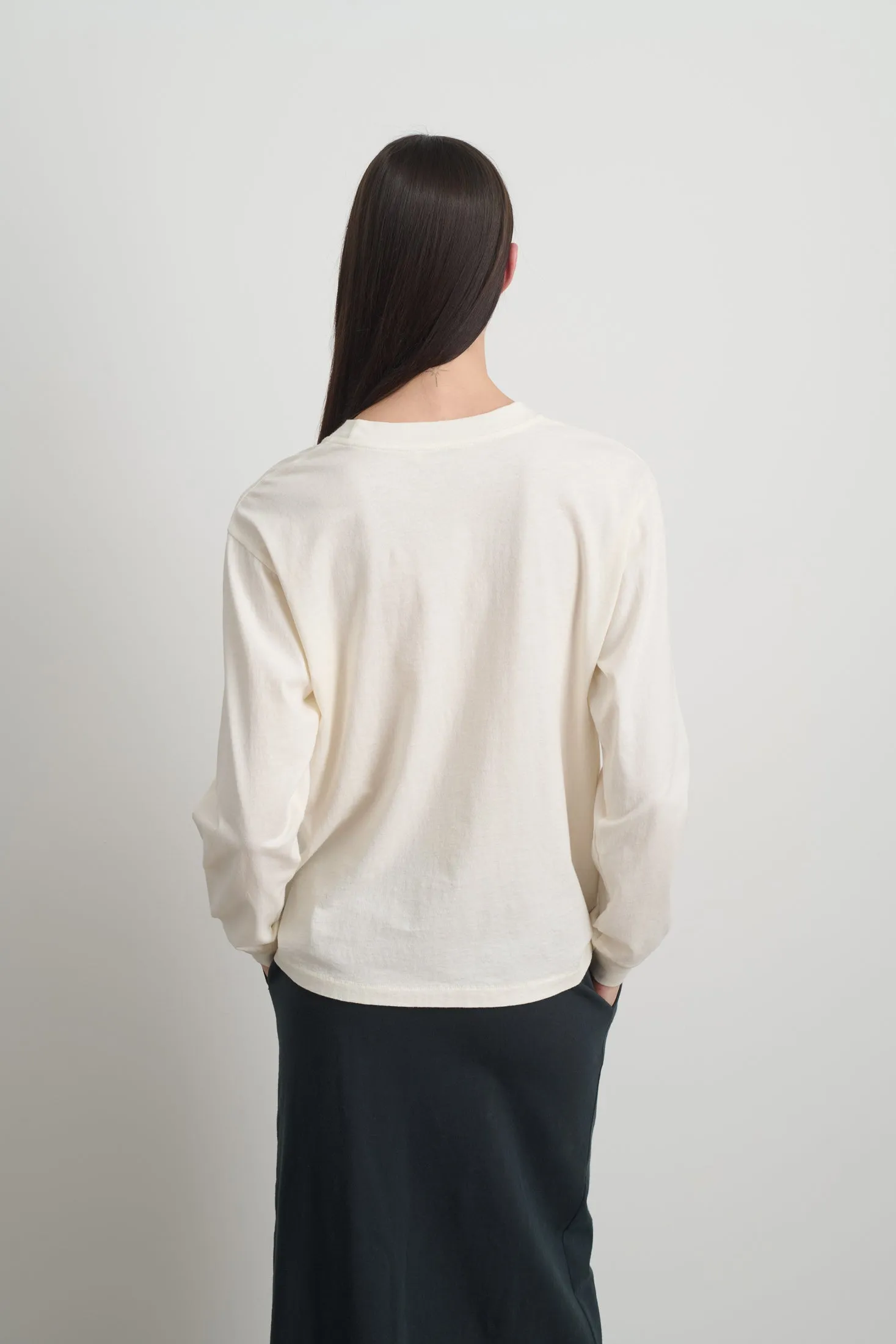 Long Sleeve Double Pocket Tee Oyster Overdye sold by B Sides Jeans product image thumbnail 2