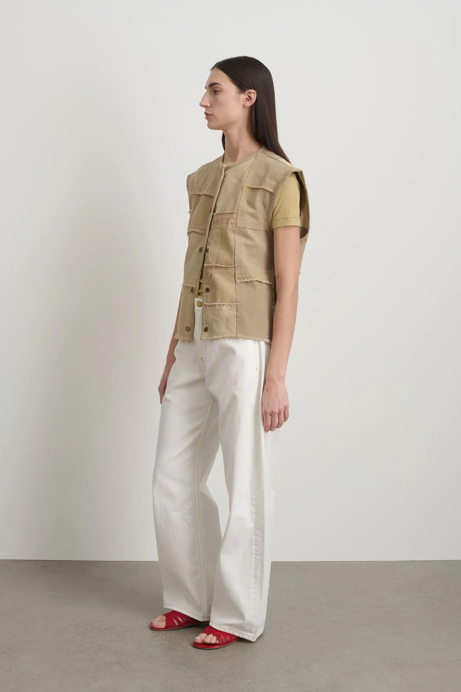 Rework Madras Vest Vintage Khaki sold by B Sides Jeans product image thumbnail 2