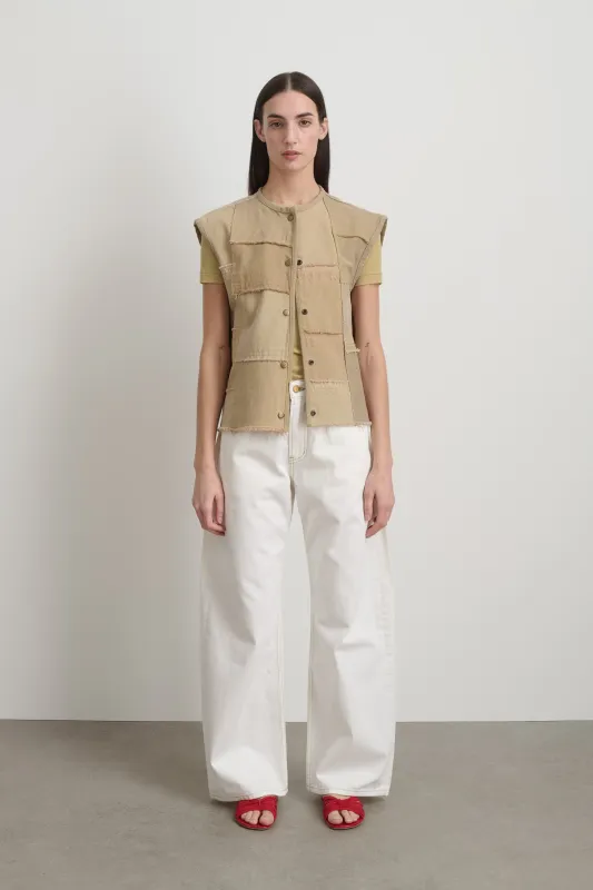 Rework Madras Vest Vintage Khaki made by B Sides Jeans