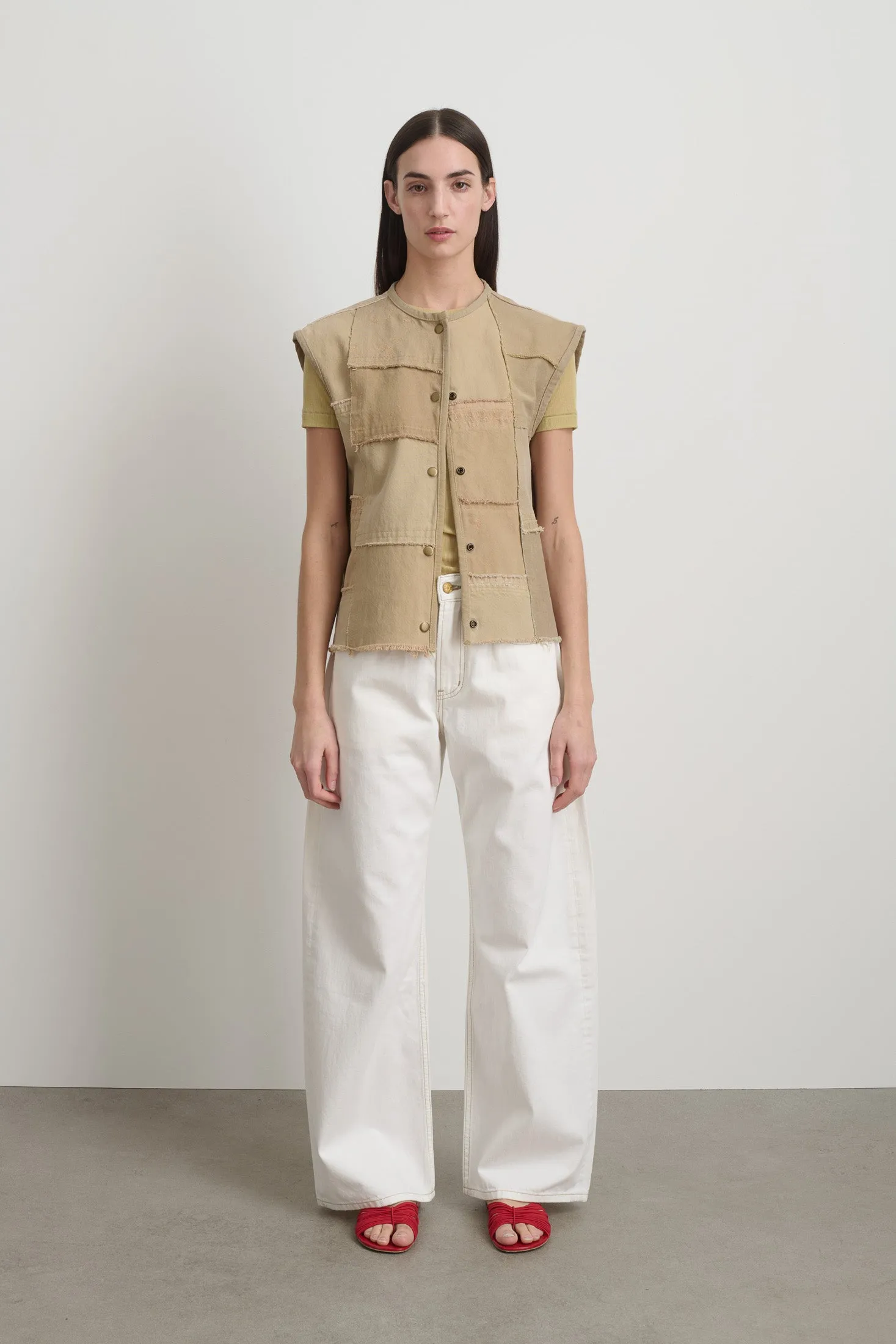 Rework Madras Vest Vintage Khaki sold by B Sides Jeans