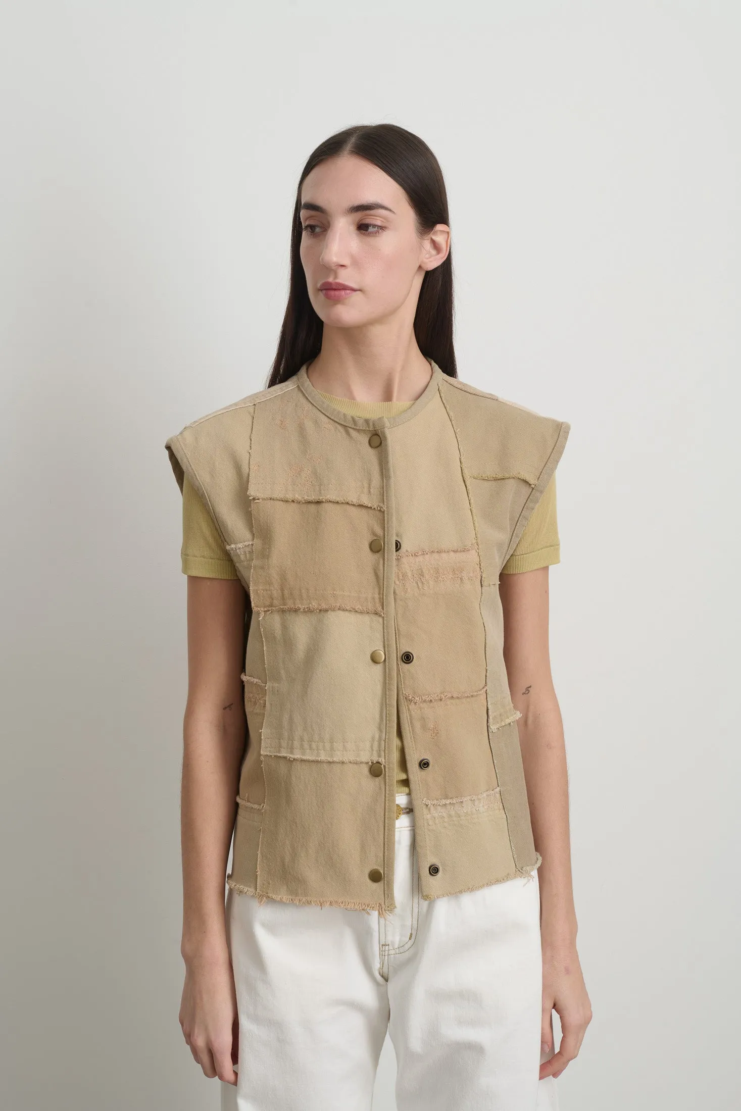 Rework Madras Vest Vintage Khaki sold by B Sides Jeans product image thumbnail 5
