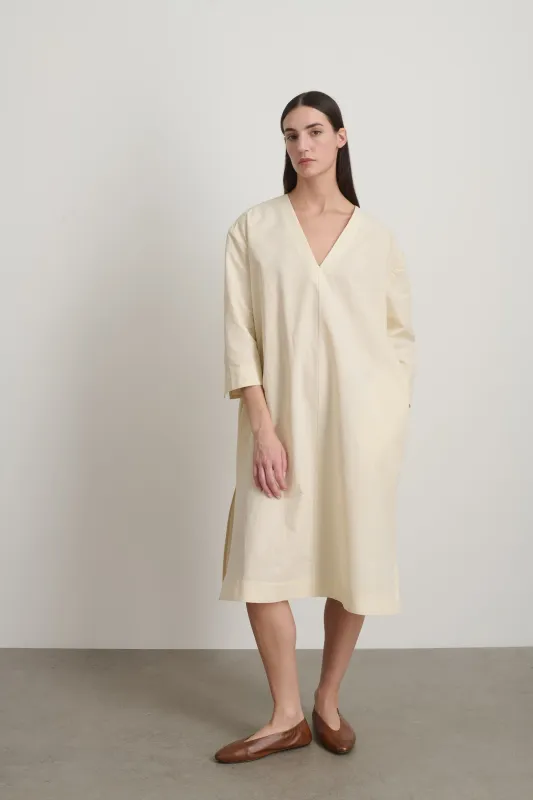 Vee Shift Dress White made by B Sides Jeans