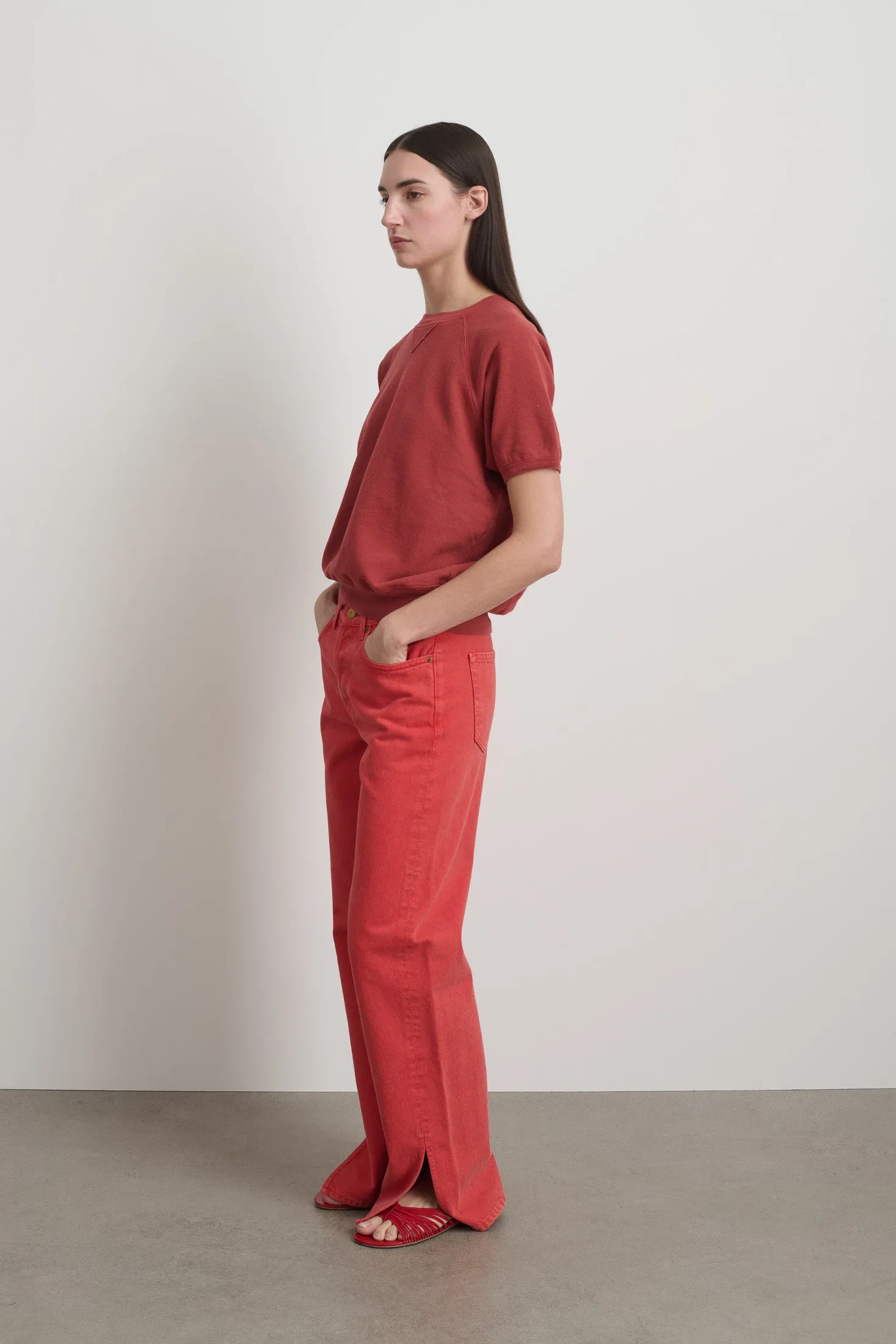 Short Sleeve Sweatshirt Faded Tomato Overdye sold by B Sides Jeans product image thumbnail 4