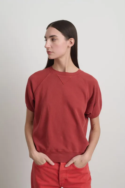 Short Sleeve Sweatshirt Faded Tomato Overdye made by B Sides Jeans
