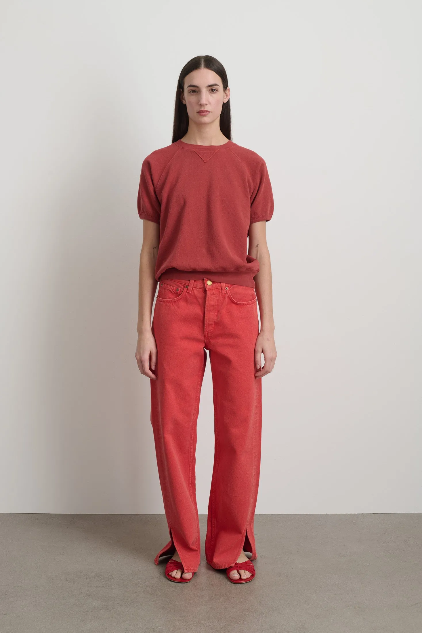 Short Sleeve Sweatshirt Faded Tomato Overdye sold by B Sides Jeans product image thumbnail 3