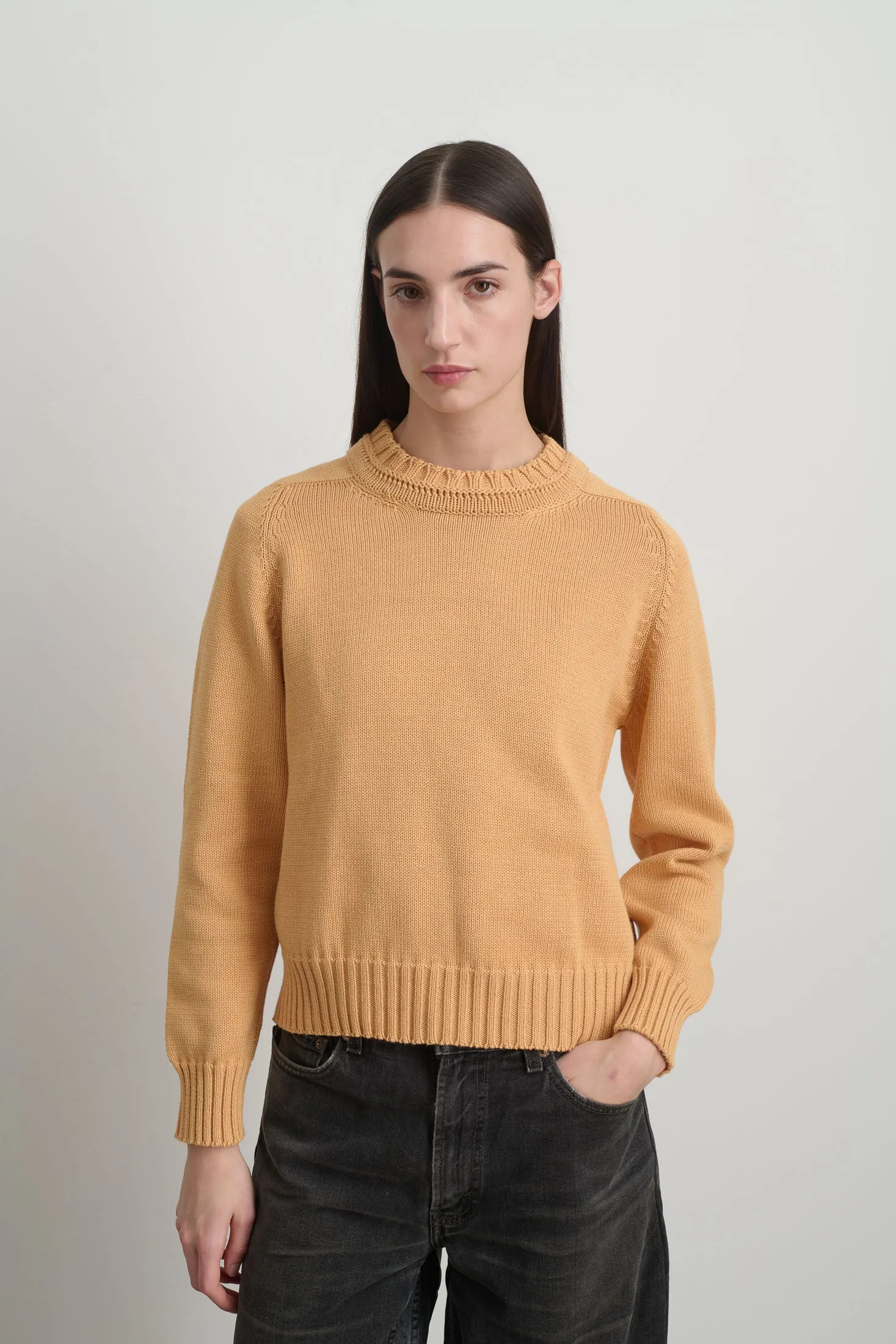 Basket Weave Crewneck Apricot sold by B Sides Jeans