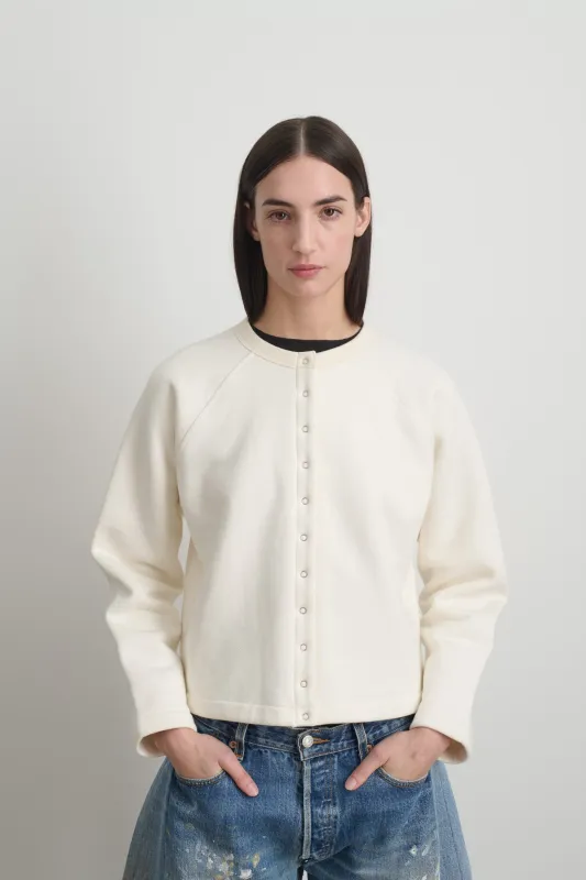 Snap Cardigan Oyster Overdye made by B Sides Jeans