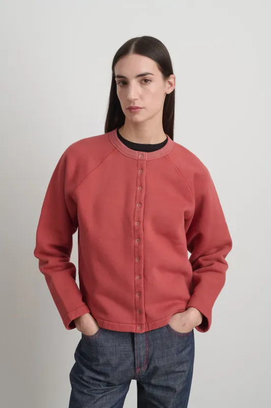 Snap Cardigan Faded Tomato Overdye made by B Sides Jeans