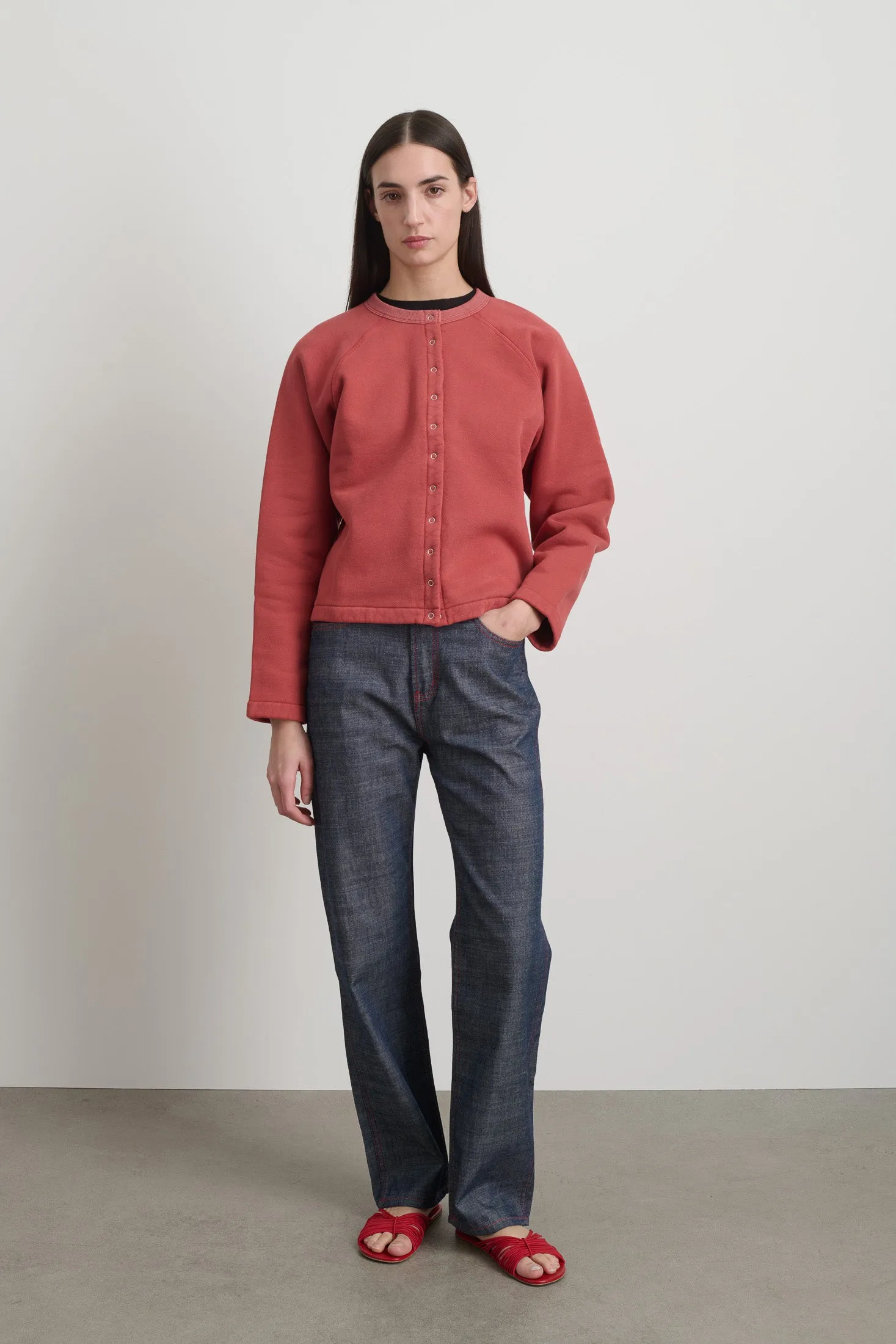 Snap Cardigan Faded Tomato Overdye sold by B Sides Jeans product image thumbnail 3