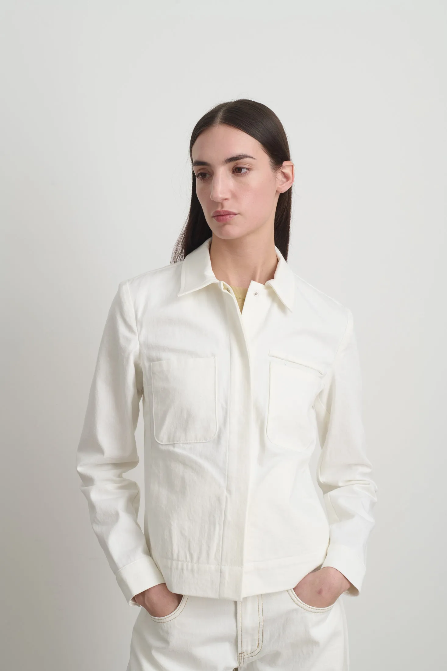 Denim Shirt Jacket Chalk White sold by B Sides Jeans