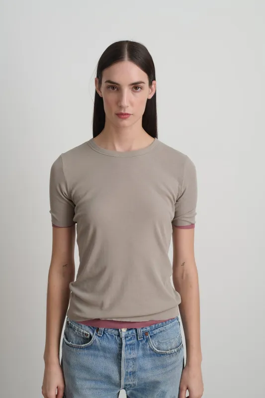 Double Tee Dove Grey / Pink made by B Sides Jeans