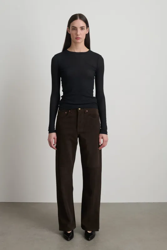 Charlot Split Hem Espresso Suede made by B Sides Jeans