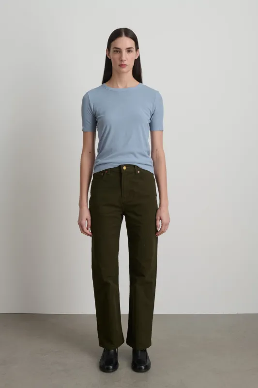 Plein High Straight Moleskin Olive made by B Sides Jeans
