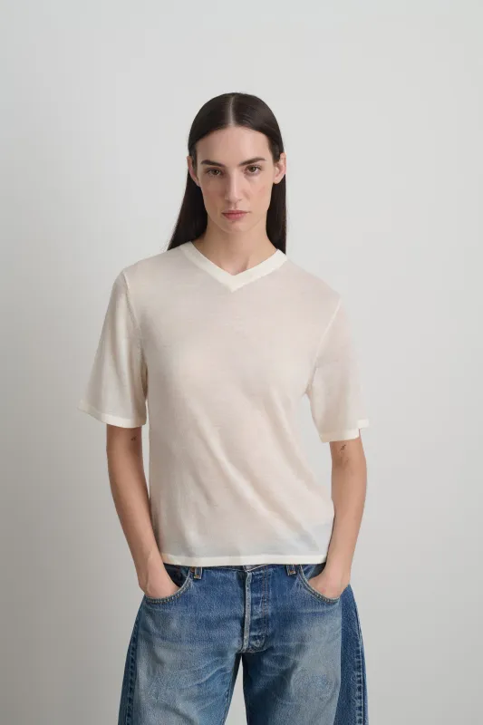 Short Sleeve V Neck Oyster made by B Sides Jeans
