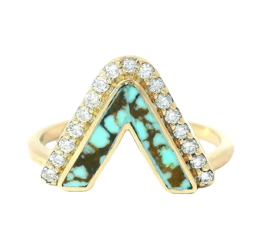 Pavé Diamond Apex Ring Crown - No. 8 Turquoise sold by Young In The Mountains