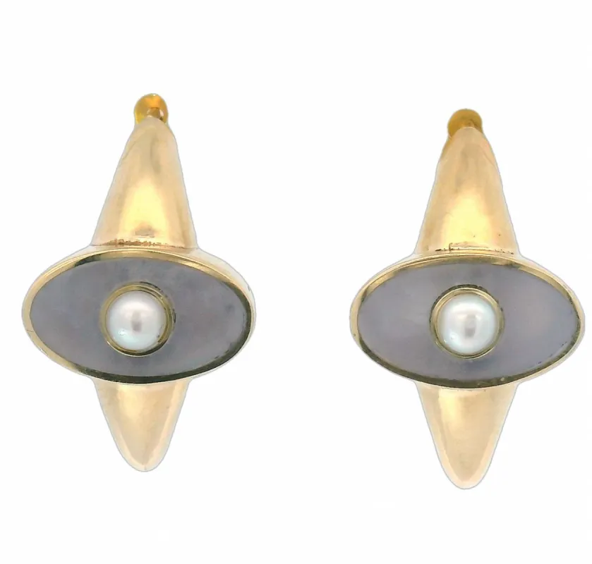 The Polaris Earrings- Maddison Blue Agate & Pearl sold by Young In The Mountains