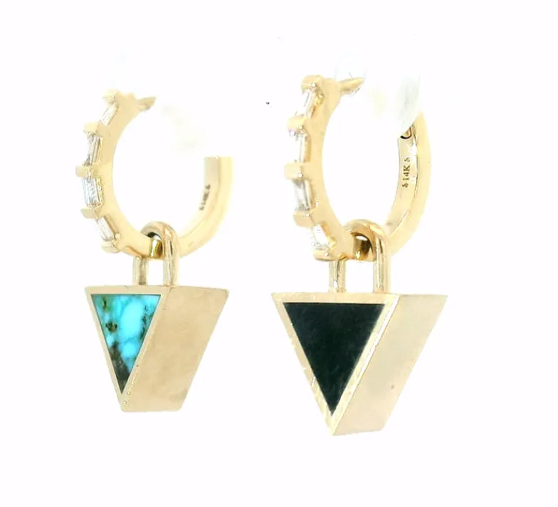 3-In-1 Reversible Giza Earrings - Red Web Turquoise & Black Dinosaur Bone sold by Young In The Mountains product image thumbnail 2