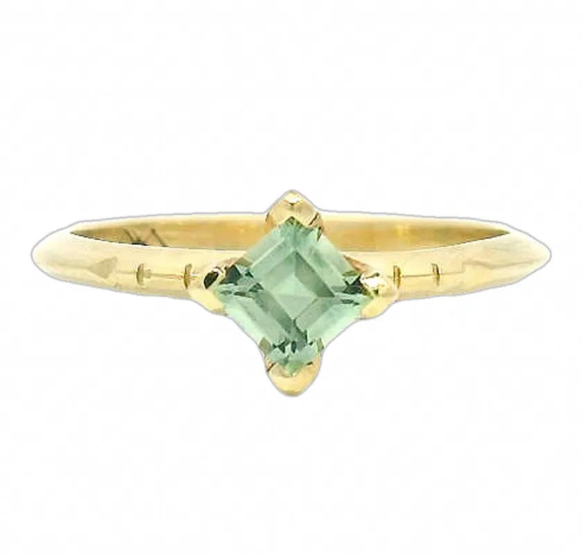 The Borovice - Carré Cut Montana Sapphire Solitaire Ring sold by Young In The Mountains