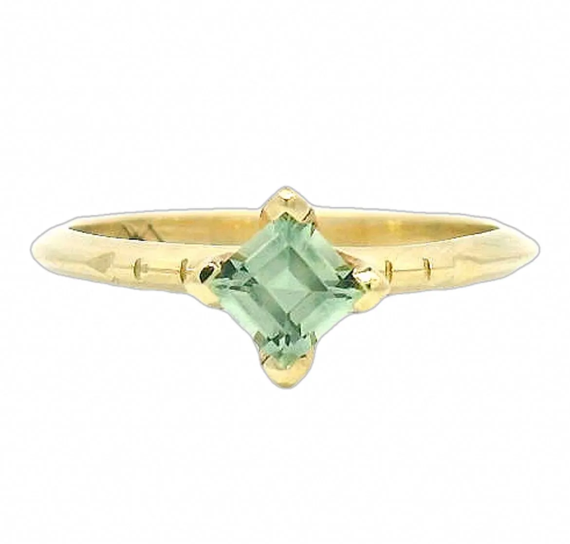 The Borovice - Carré Cut Montana Sapphire Solitaire Ring sold by Young In The Mountains