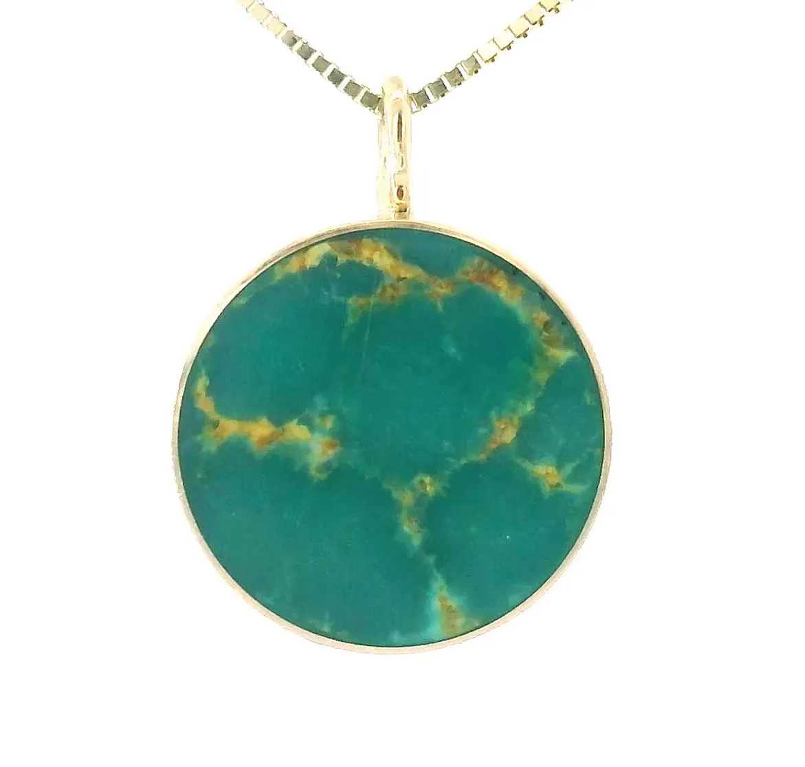 Gold Green Turquoise Circ Necklace No. 1 sold by Young In The Mountains