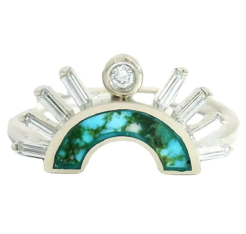 Polychrome Turquoise Rising Sol Baguette Crown sold by Young In The Mountains