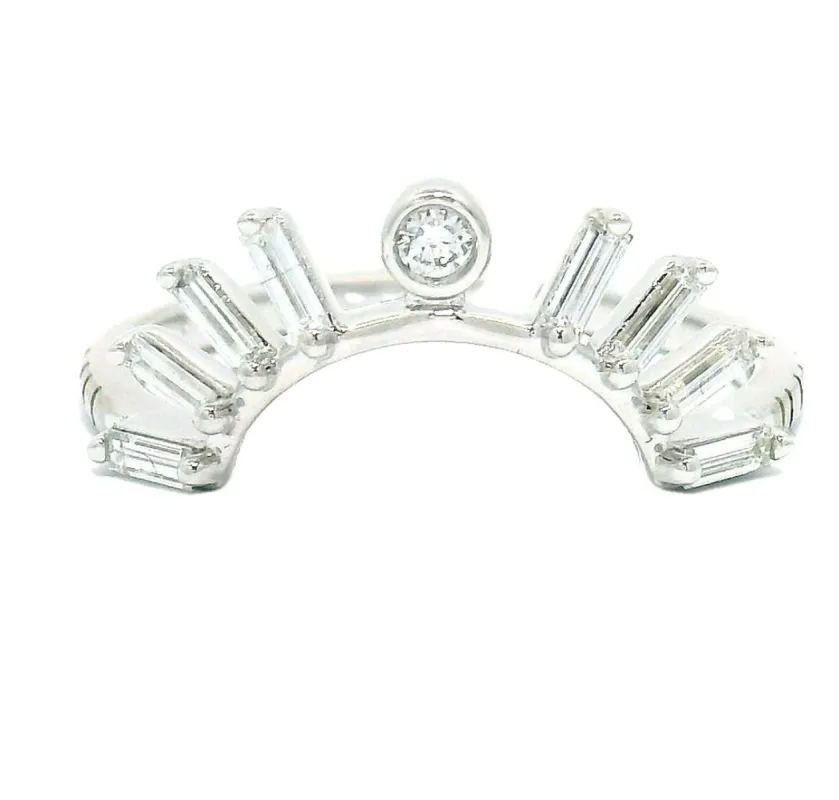 White Gold Rising Sol Baguette Diamond Crown - Large Arch sold by Young In The Mountains
