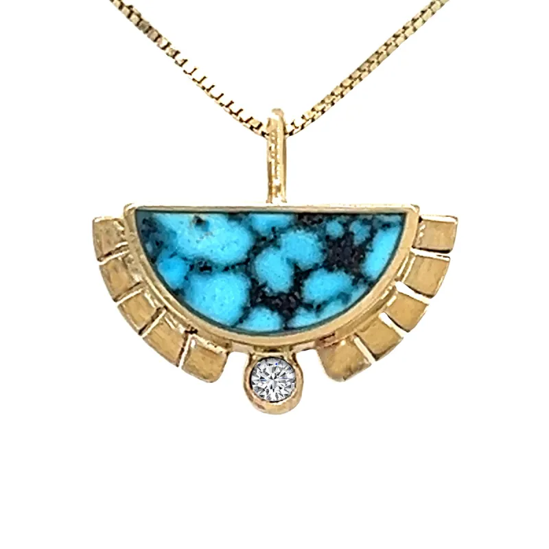 Rising Sol Necklace - Kingman Blue Black Turquoise sold by Young In The Mountains