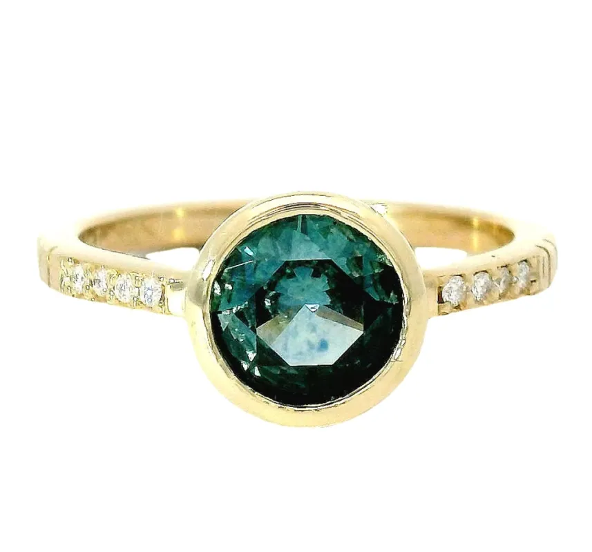 The Mare Nostrum- Round Montana Sapphire Solitaire Ring sold by Young In The Mountains