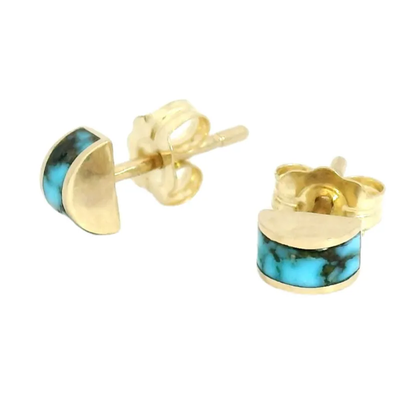 Luna Stud Earrings - Blue Black Turquoise sold by Young In The Mountains