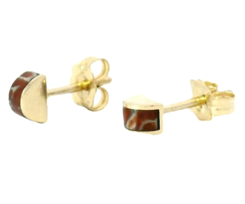 Luna Stud Earrings - Red Dinosaur Bone sold by Young In The Mountains