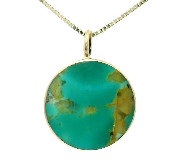 Gold Green Turquoise Circ Necklace No. 2 sold by Young In The Mountains