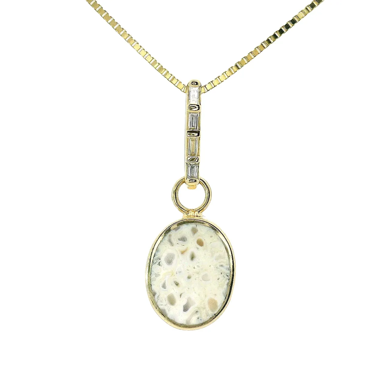 Small Reversible Pendant - White & Black Dinosaur Bone sold by Young In The Mountains