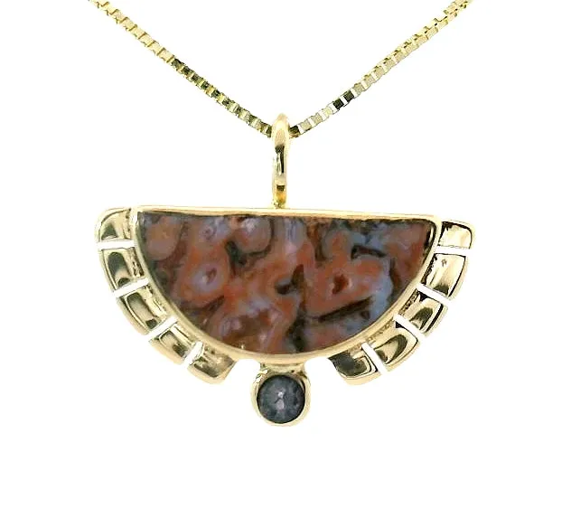 Rising Sol Necklace - Pink Fossilized Dinosaur Bone & Pink Montana Sapphire sold by Young In The Mountains