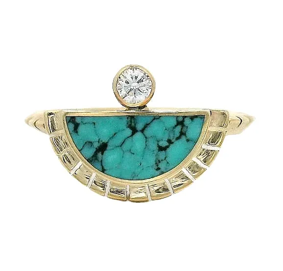 The Solstice Ring - Blue Moon Turquoise & White Diamond sold by Young In The Mountains