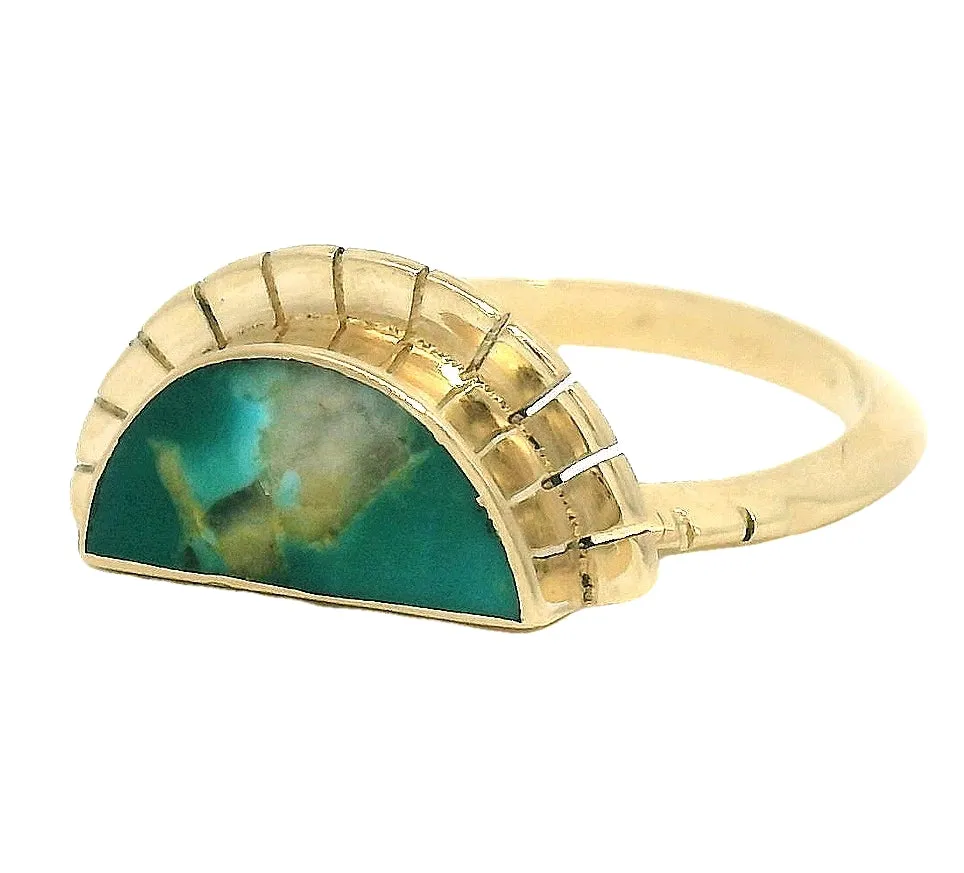 The Selene Ring - Gold Green Turquoise sold by Young In The Mountains product image thumbnail 2