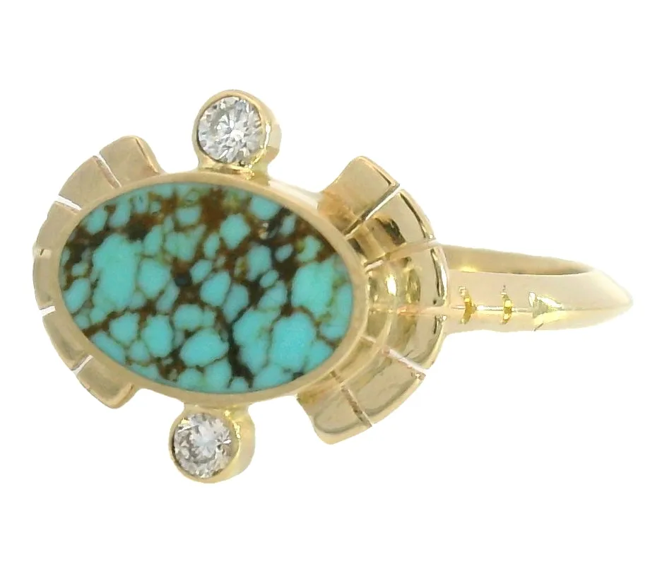 The Sol Ring - No. 8 Turquoise & White Diamond sold by Young In The Mountains product image thumbnail 2