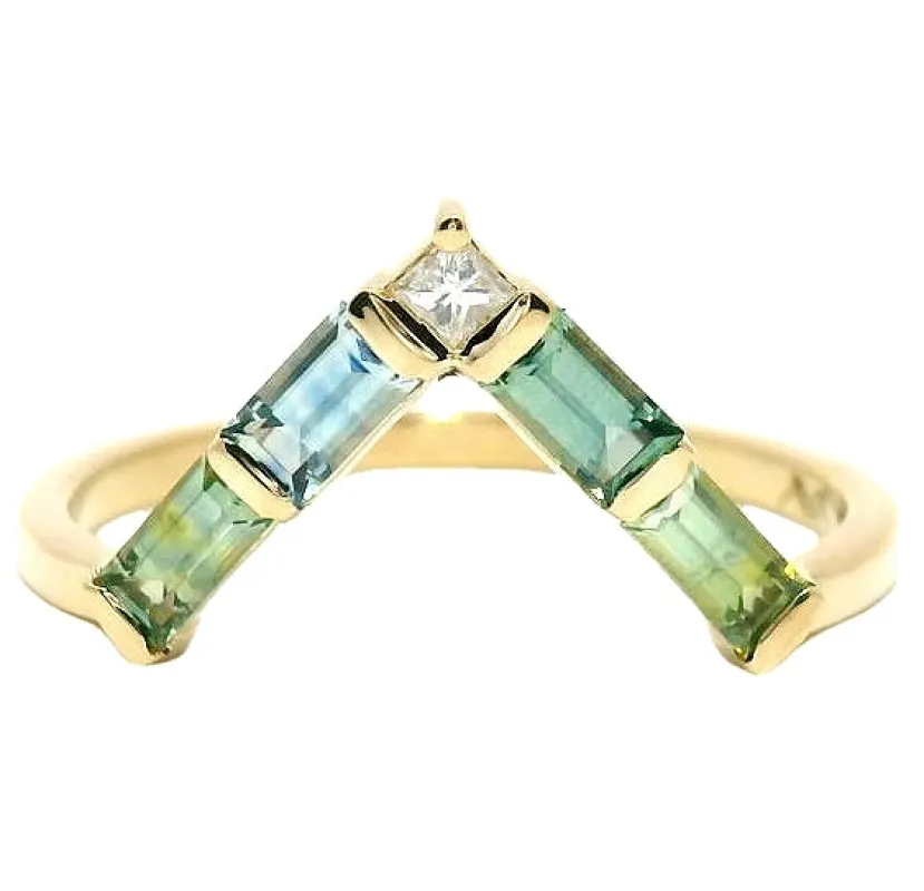 The Alma Ring No. 9 - Baguette Montana Sapphires sold by Young In The Mountains