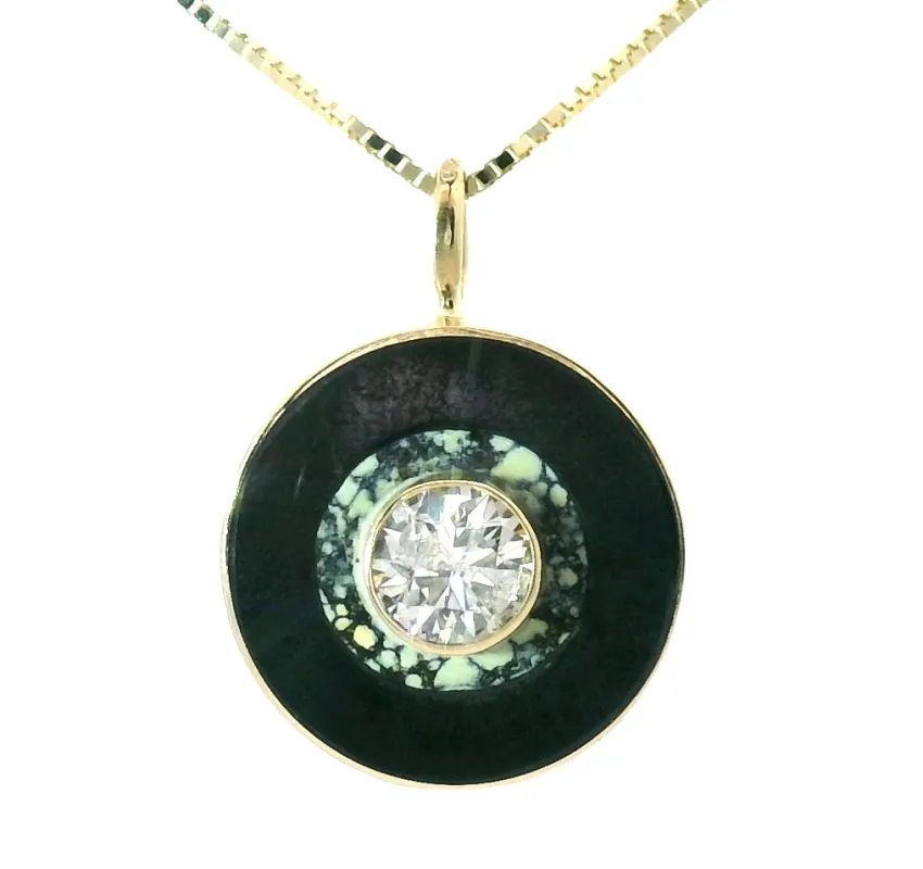 The Eridanus Bullseye Necklace - Black Jade & Peacock Turquoise sold by Young In The Mountains
