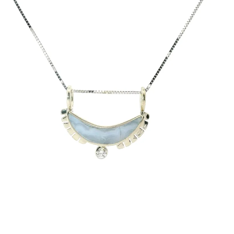 SECONDS JEWELRY : Crescent Rising Sol Necklace - Sow Belly Agate sold by Young In The Mountains