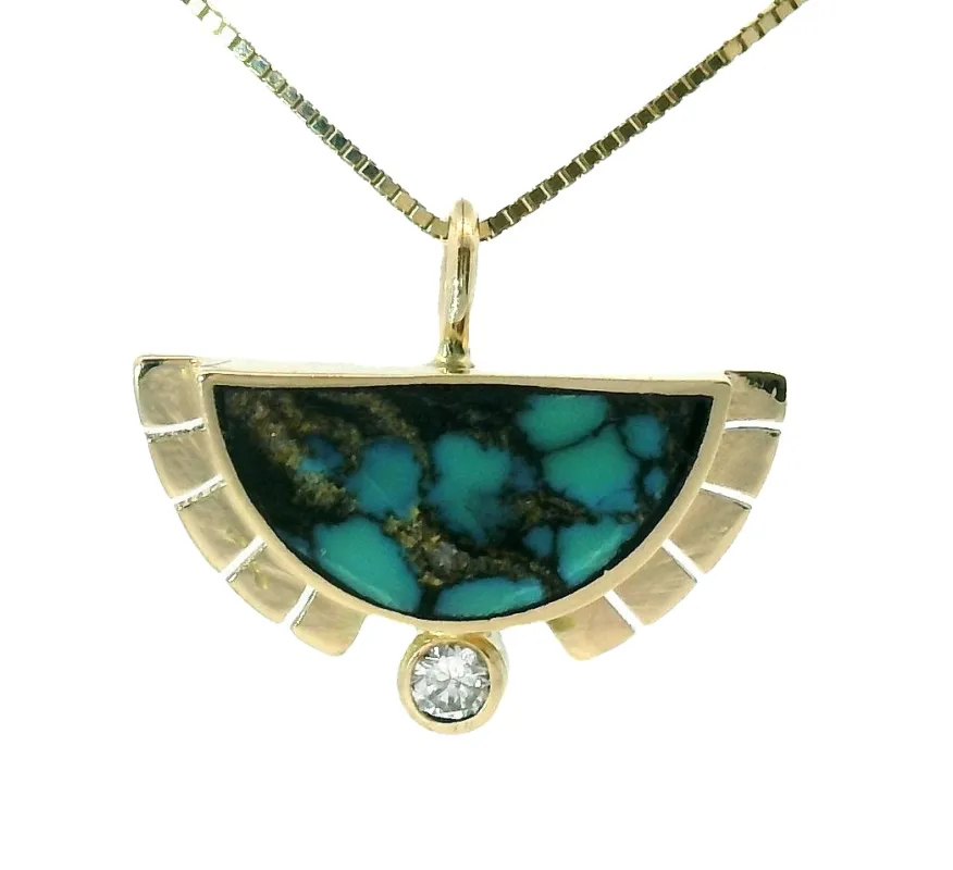 Rising Sol Necklace - Turquoise & Diamond sold by Young In The Mountains