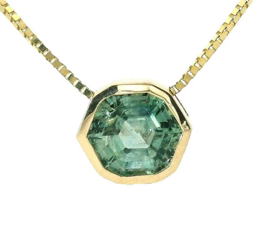 The Quasar - 1.76 Ct. Montana Sapphire Chain Slide sold by Young In The Mountains