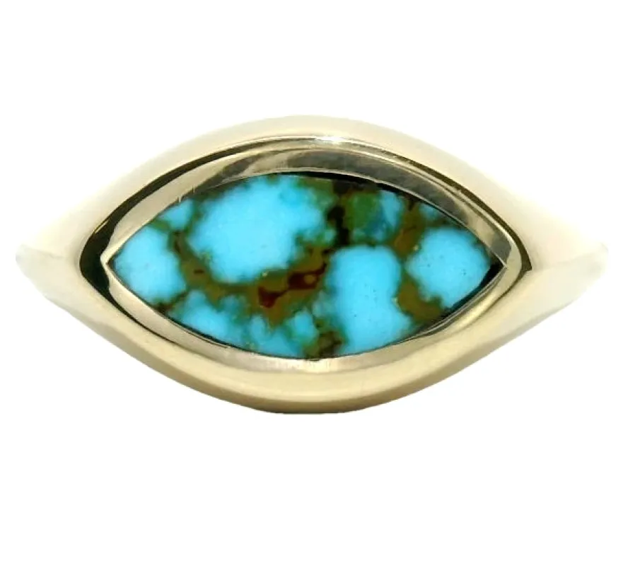 Marquise Signet Ring - Red Web Turquoise sold by Young In The Mountains
