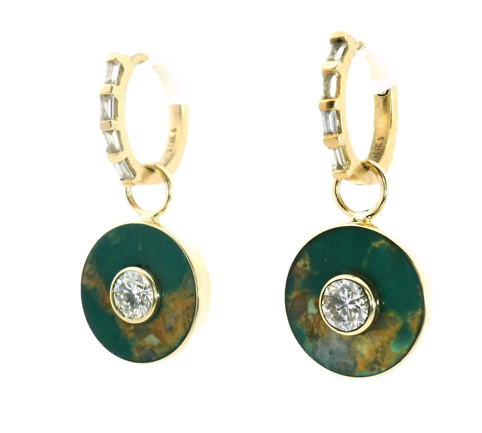 The Cerclen Hoop Earrings - Gold Green Turquoise sold by Young In The Mountains product image thumbnail 2