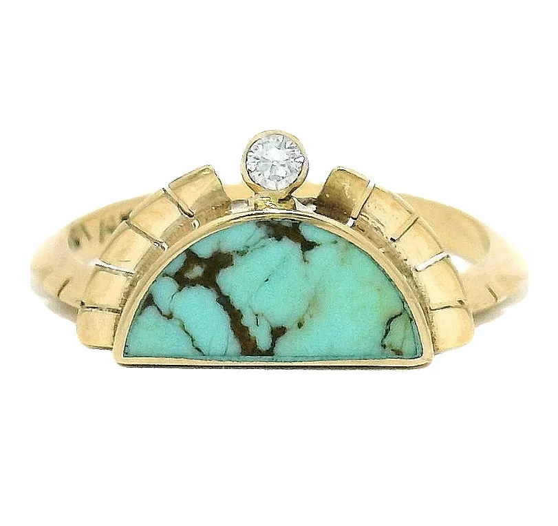 The Rising Sol Ring - No. 8 Turquoise & White Diamond sold by Young In The Mountains product image thumbnail 2