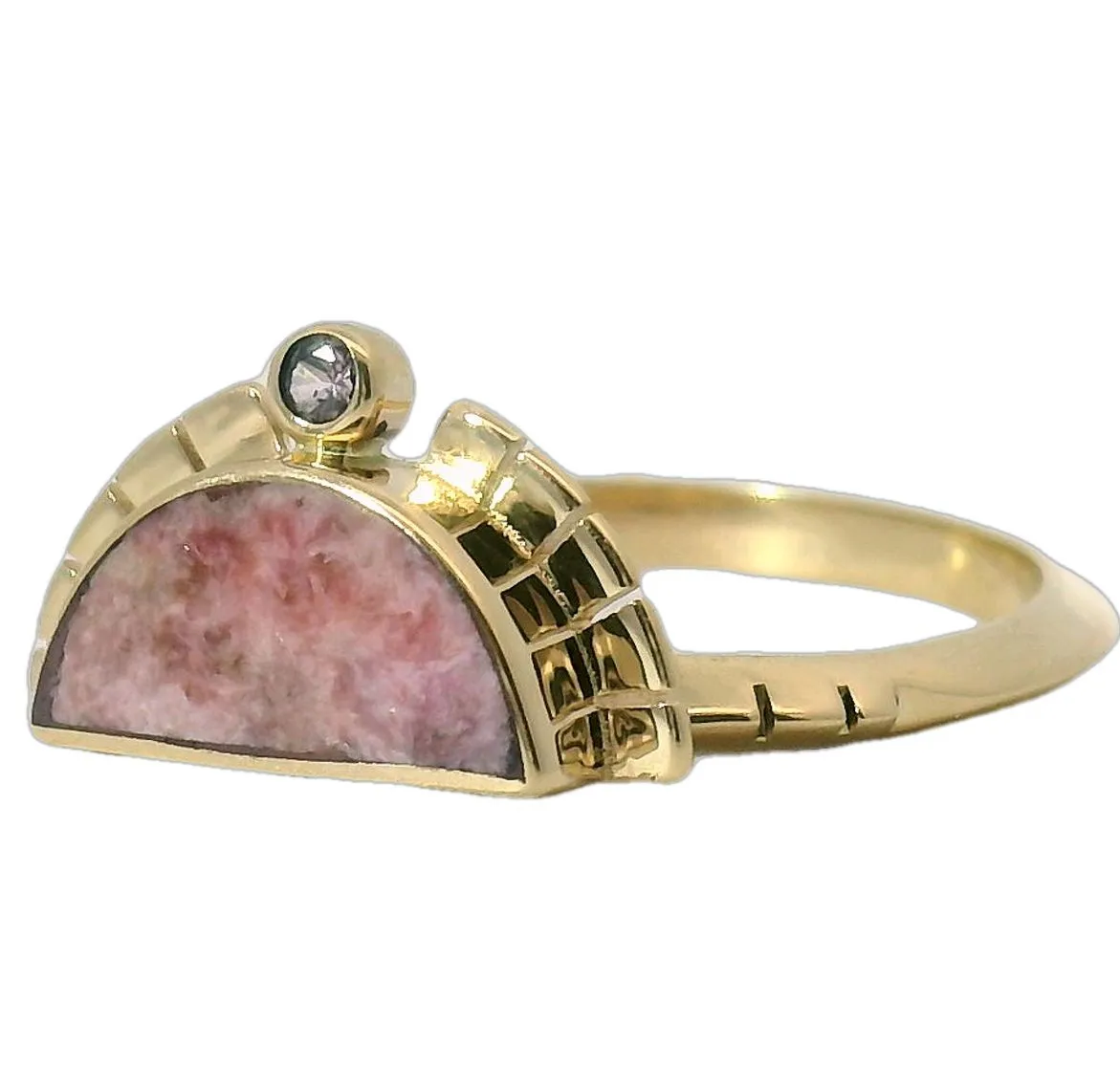 The Rising Sol Ring - Rhodochrosite & Pink Montana Sapphire sold by Young In The Mountains product image thumbnail 2