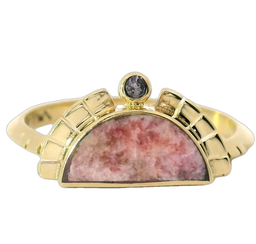The Rising Sol Ring - Rhodochrosite & Pink Montana Sapphire sold by Young In The Mountains