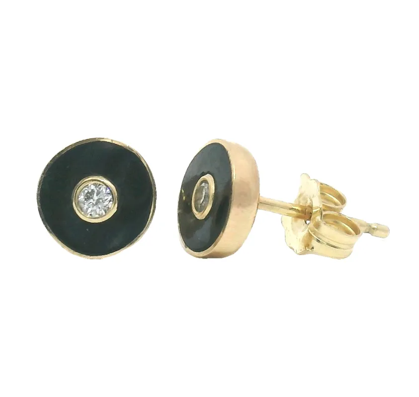 Shobu Stud Earrings - Black Jade made by Young In The Mountains